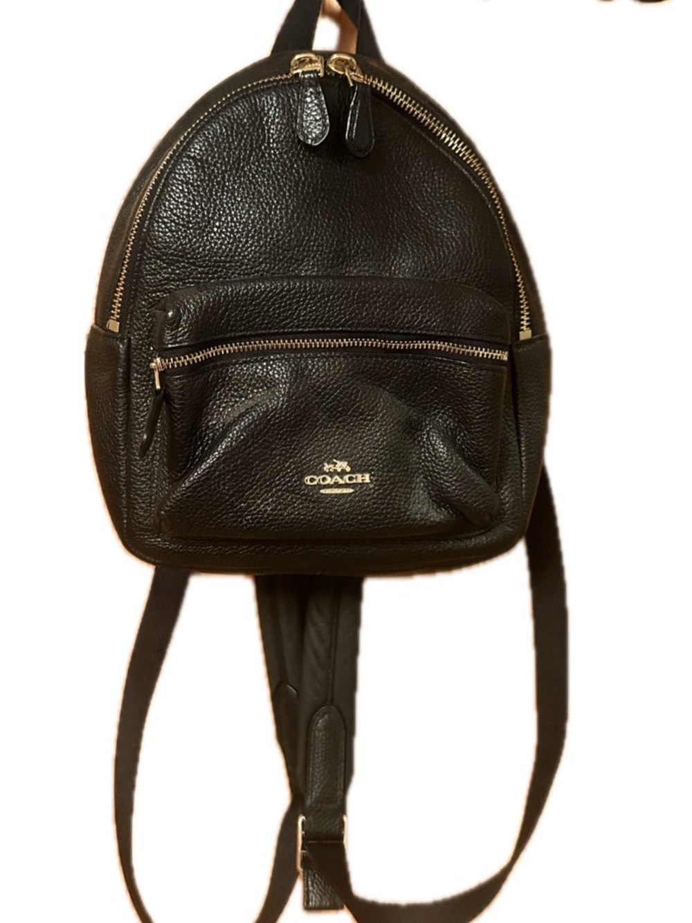 Coach Black Pebbled Leather Mini Backpack with Gold Hardware